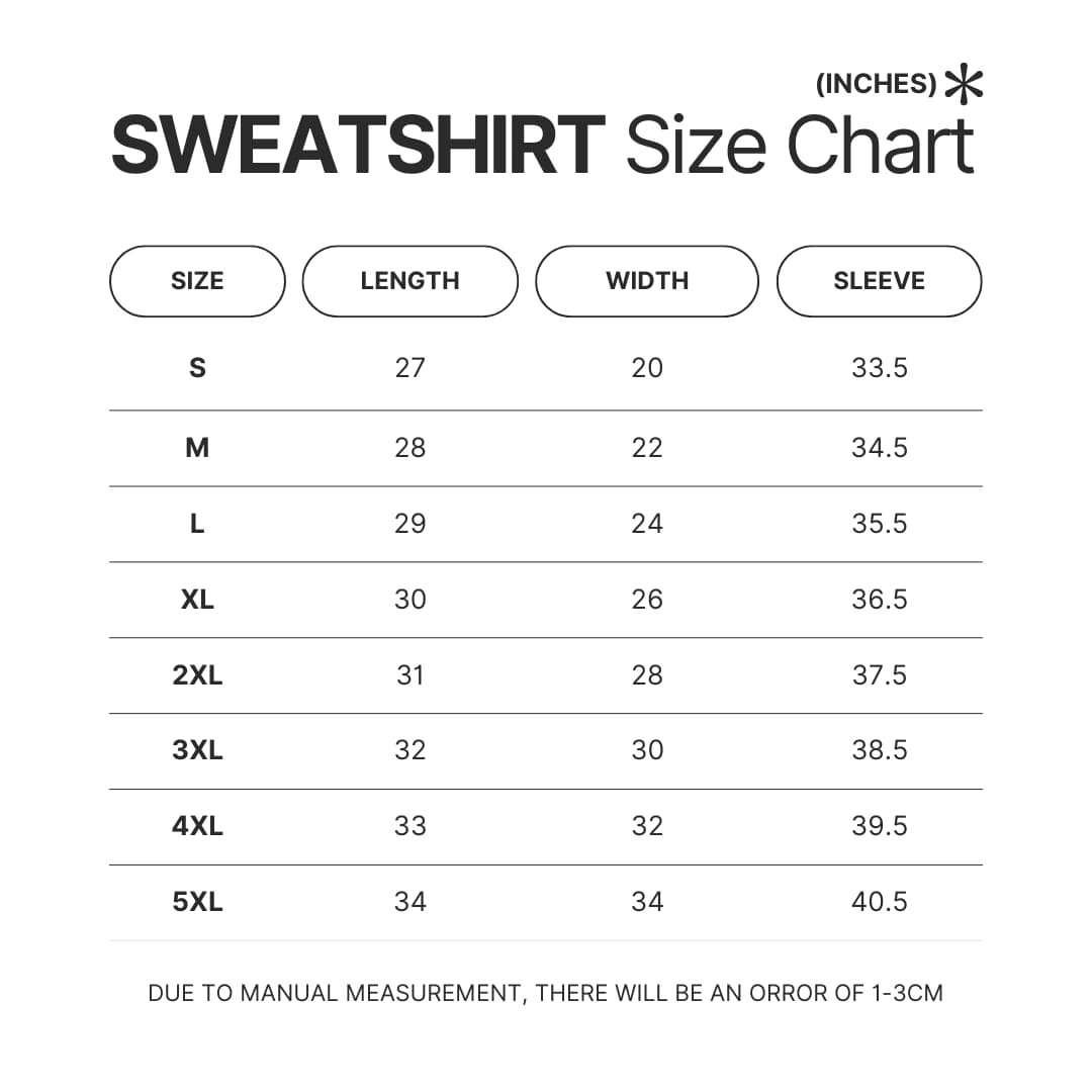 Sweatshirt Size Chart - Subtronics Shop