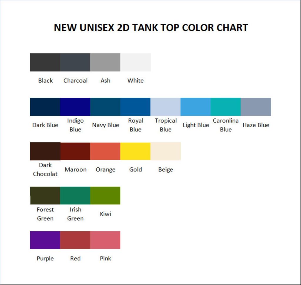 tank top color chart - Subtronics Shop